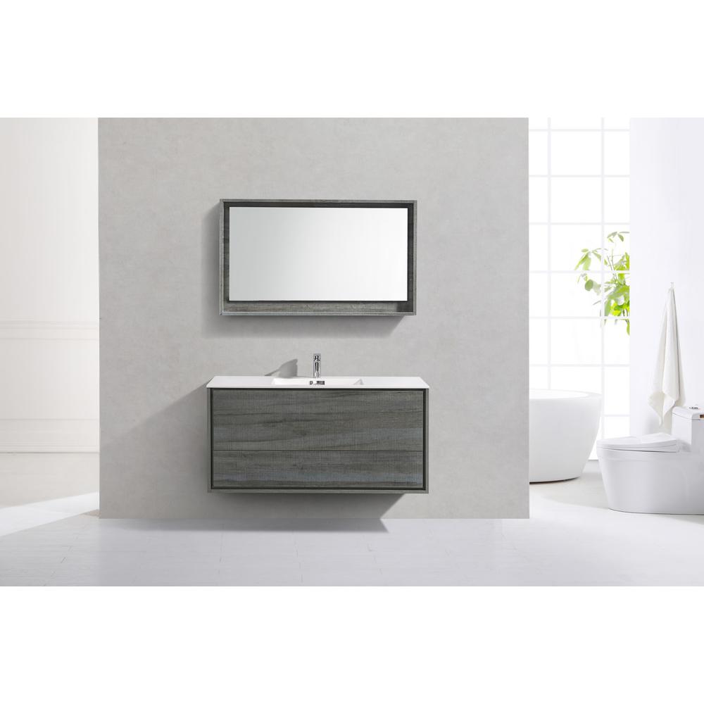 DeLusso 48" Single Sink Ocean Gray Wall Mount Modern Bathroom Vanity. Picture 3