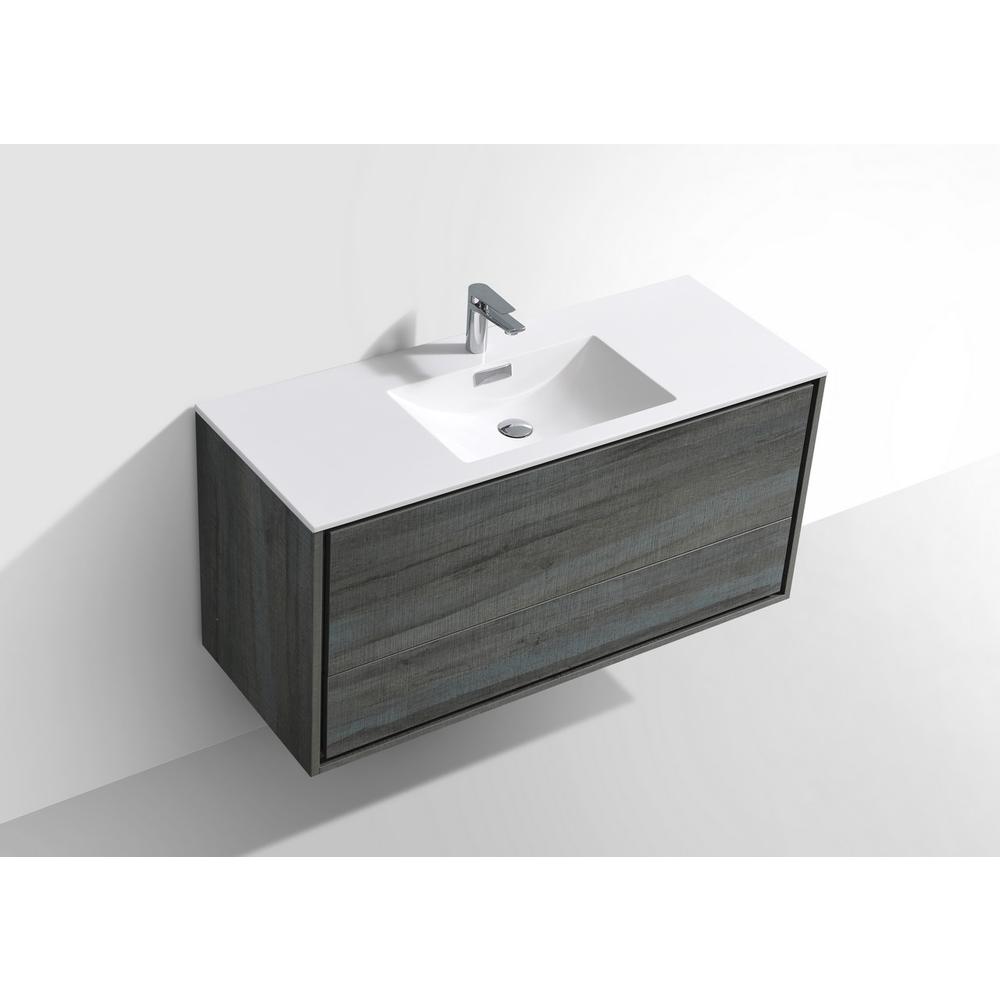 DeLusso 48" Single Sink Ocean Gray Wall Mount Modern Bathroom Vanity. Picture 4