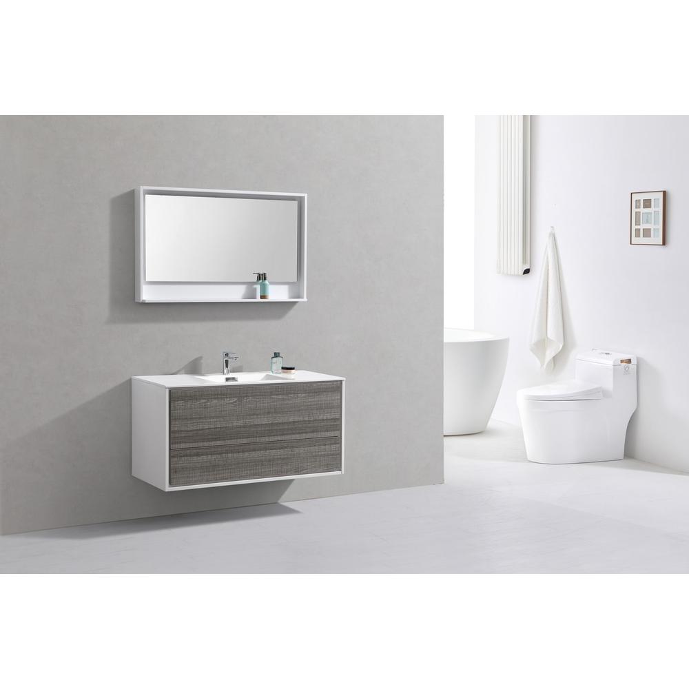 DeLusso 48" Single Sink  Ash Gray Wall Mount Modern Bathroom Vanity. Picture 2