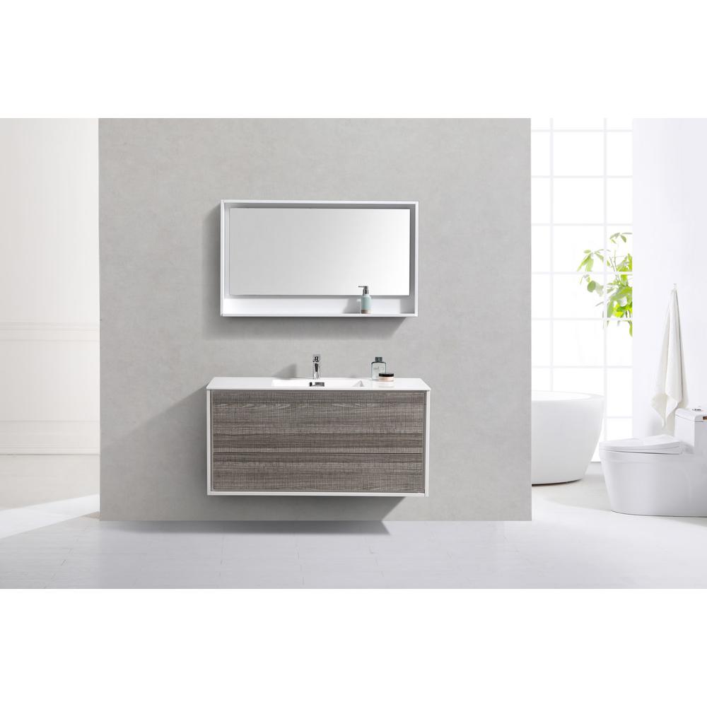 DeLusso 48" Single Sink  Ash Gray Wall Mount Modern Bathroom Vanity. Picture 3