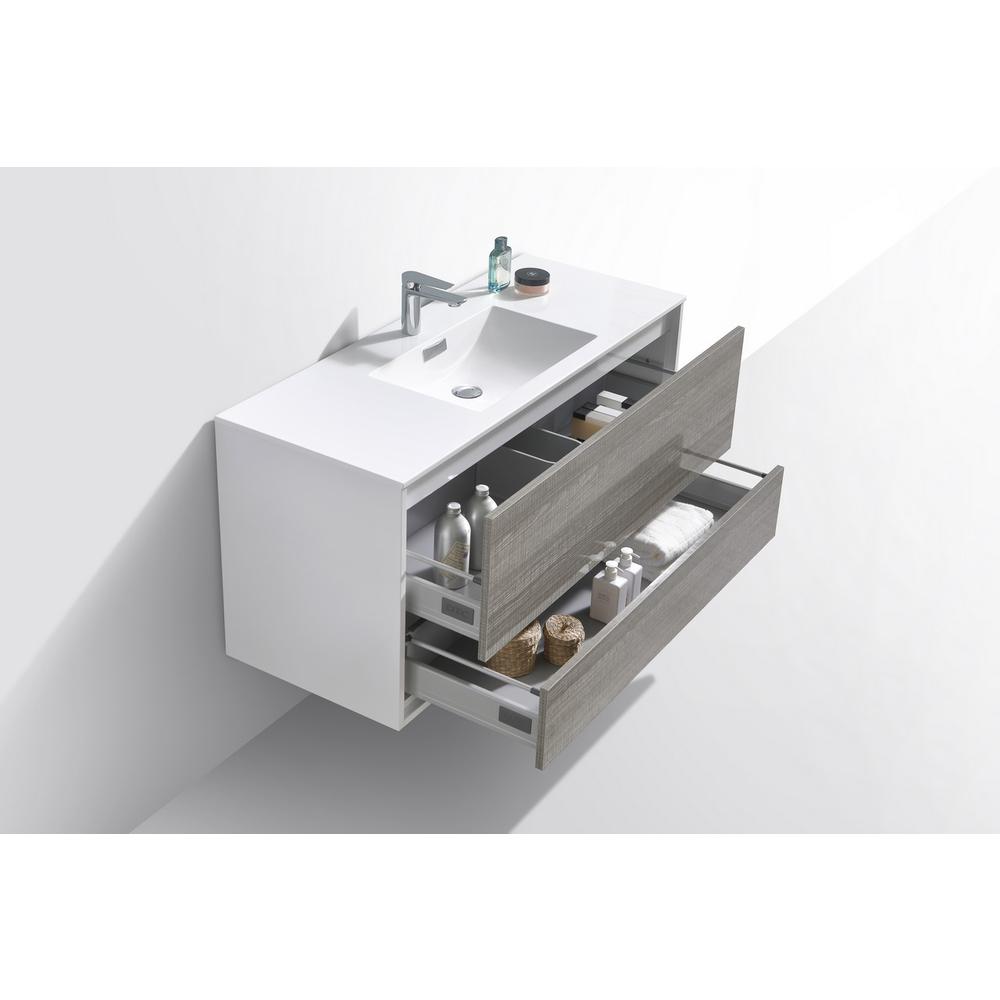 DeLusso 48" Single Sink  Ash Gray Wall Mount Modern Bathroom Vanity. Picture 5