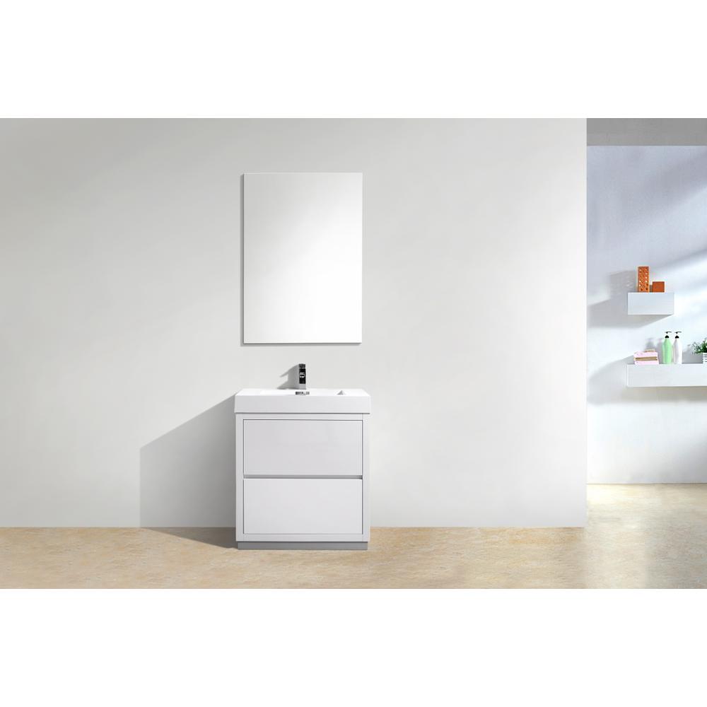 Bliss 30"  High Gloss White Free Standing Modern Bathroom Vanity. Picture 3