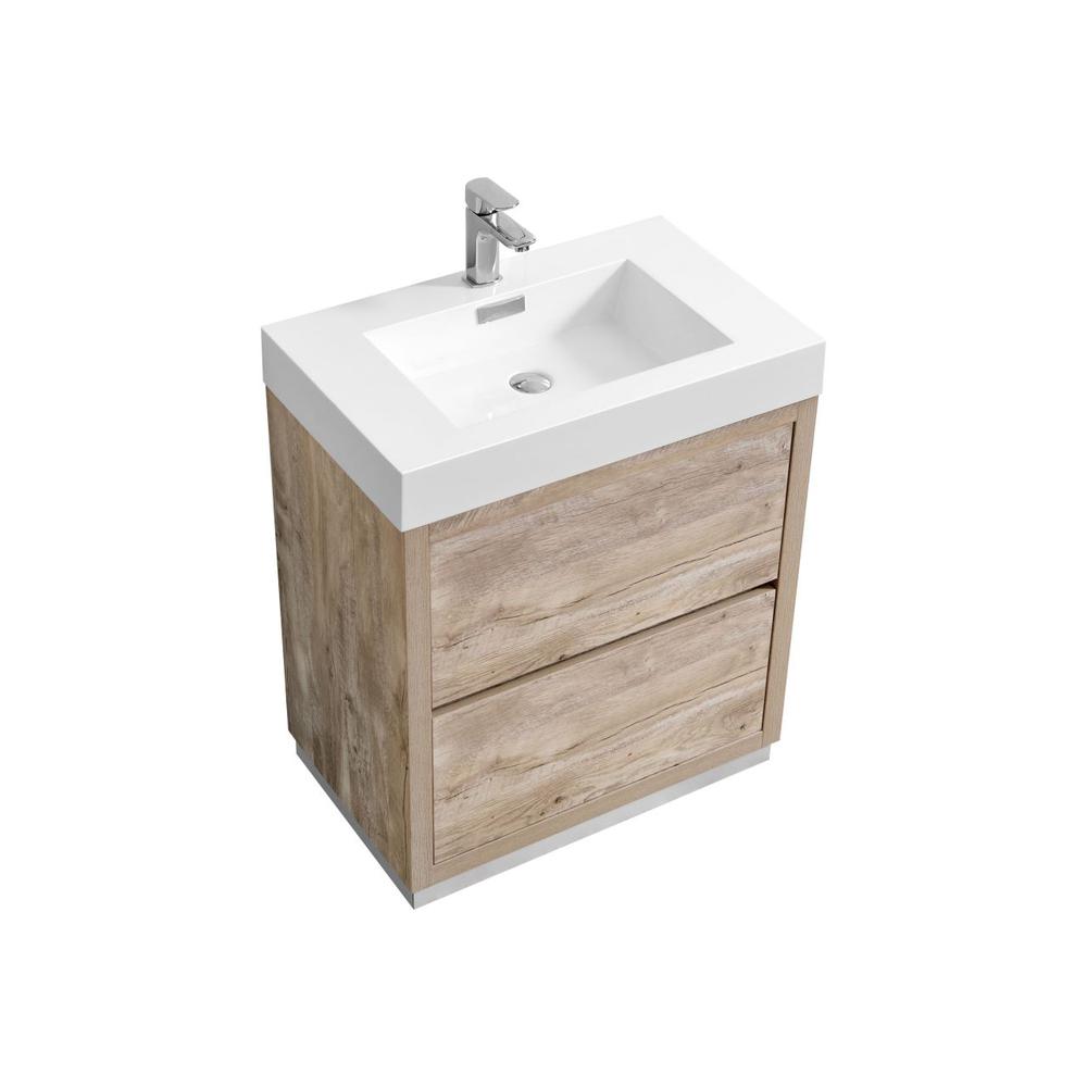 Bliss 30" Nature Wood Free Standing Modern Bathroom Vanity. Picture 1