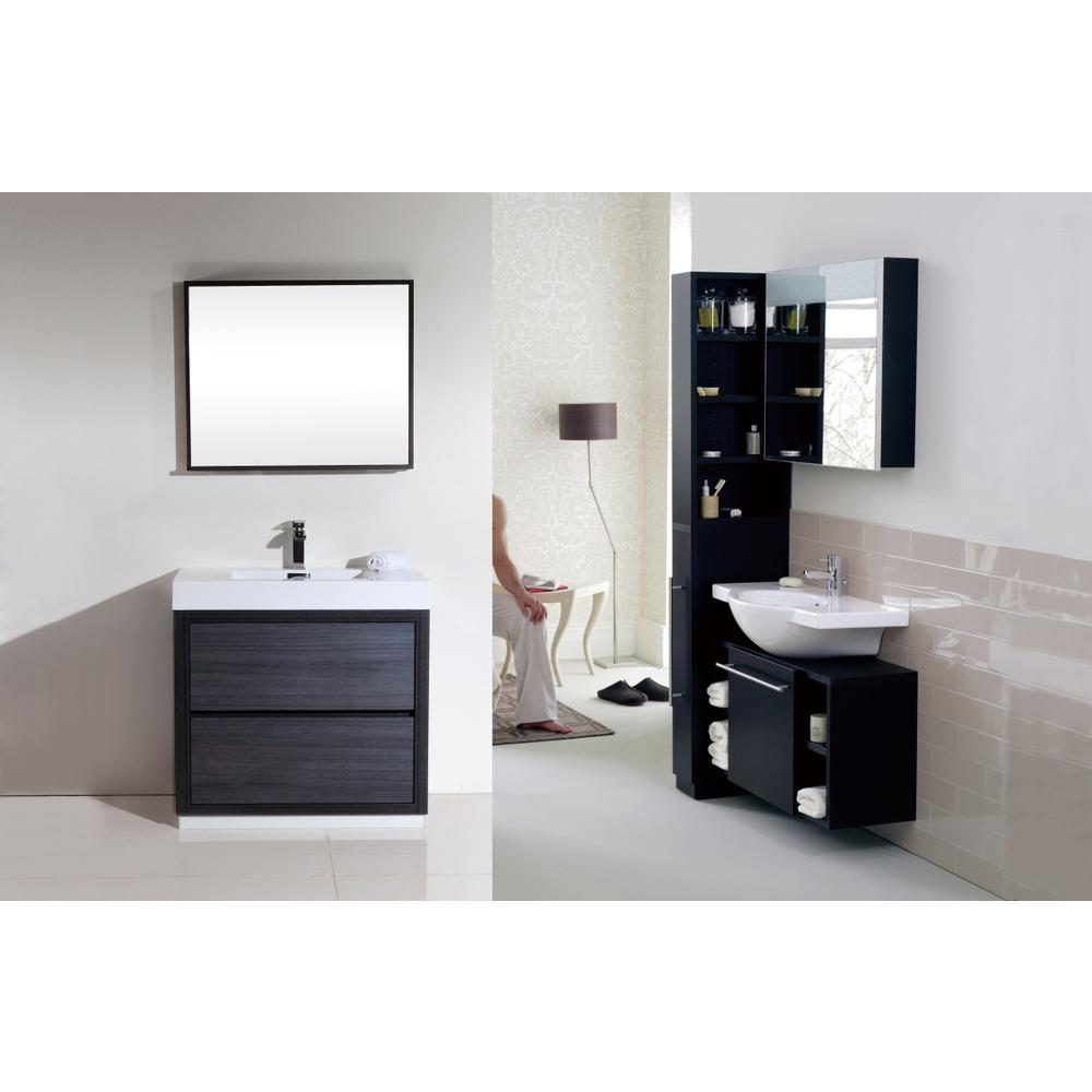 Bliss 36" Gray Oak Free Standing Modern Bathroom Vanity. Picture 8