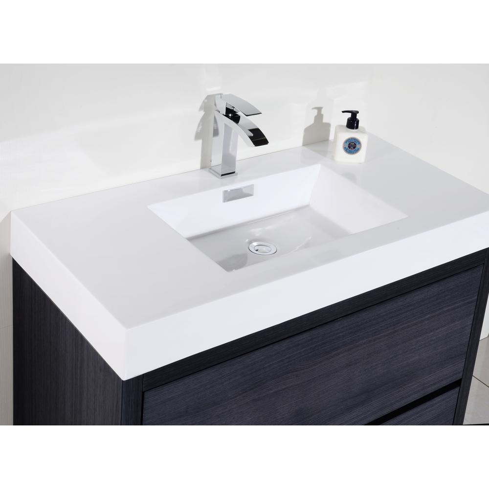 Bliss 40" Gray Oak Free Standing Modern Bathroom Vanity. Picture 4