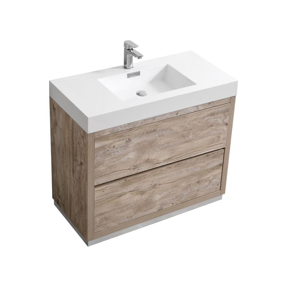 Bliss 40" Nature Wood Free Standing Modern Bathroom Vanity. Picture 1