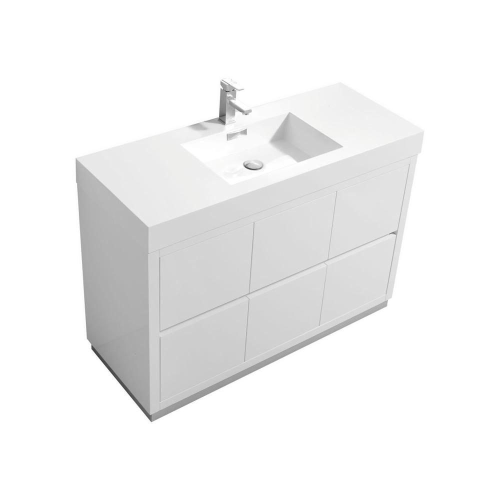 Bliss 48" High Gloss White Free Standing Modern Bathroom Vanity. Picture 1
