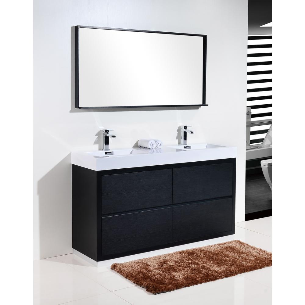 Bliss 60" Double  Sink Black Free Standing Modern Bathroom Vanity. Picture 2