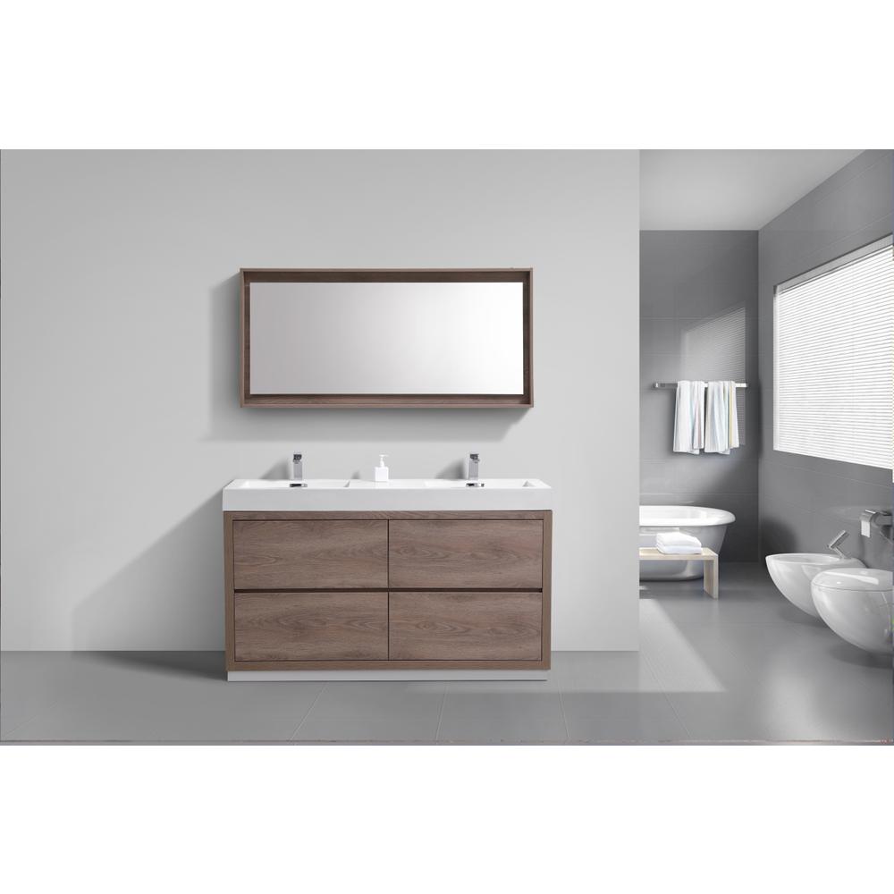 Bliss 60" Double  Sink Butternut Free Standing Modern Bathroom Vanity. Picture 3