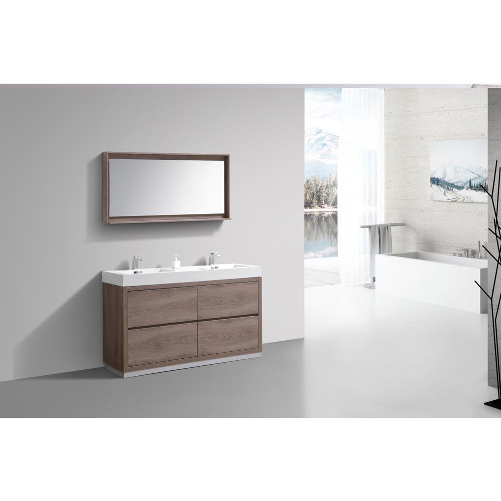 Bliss 60" Double  Sink Butternut Free Standing Modern Bathroom Vanity. Picture 4