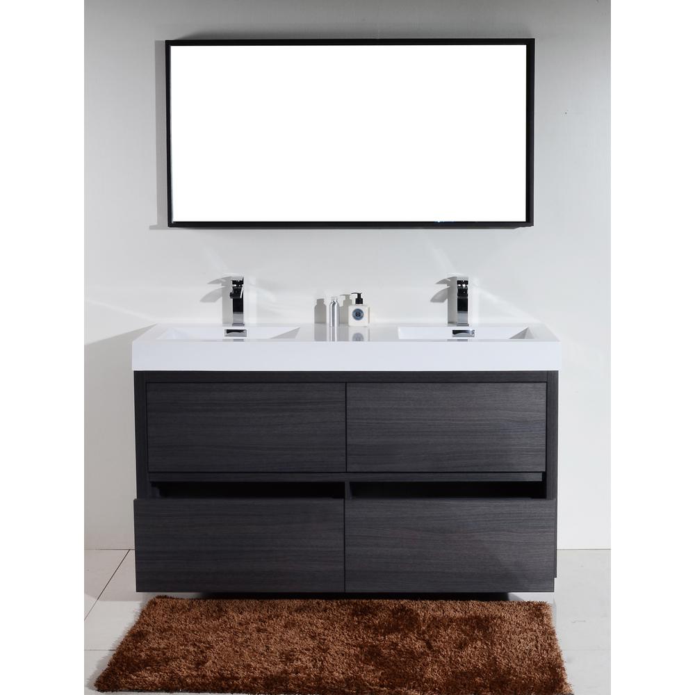 Bliss 60" Double Sink Gray Oak Free Standing Modern Bathroom Vanity. Picture 2