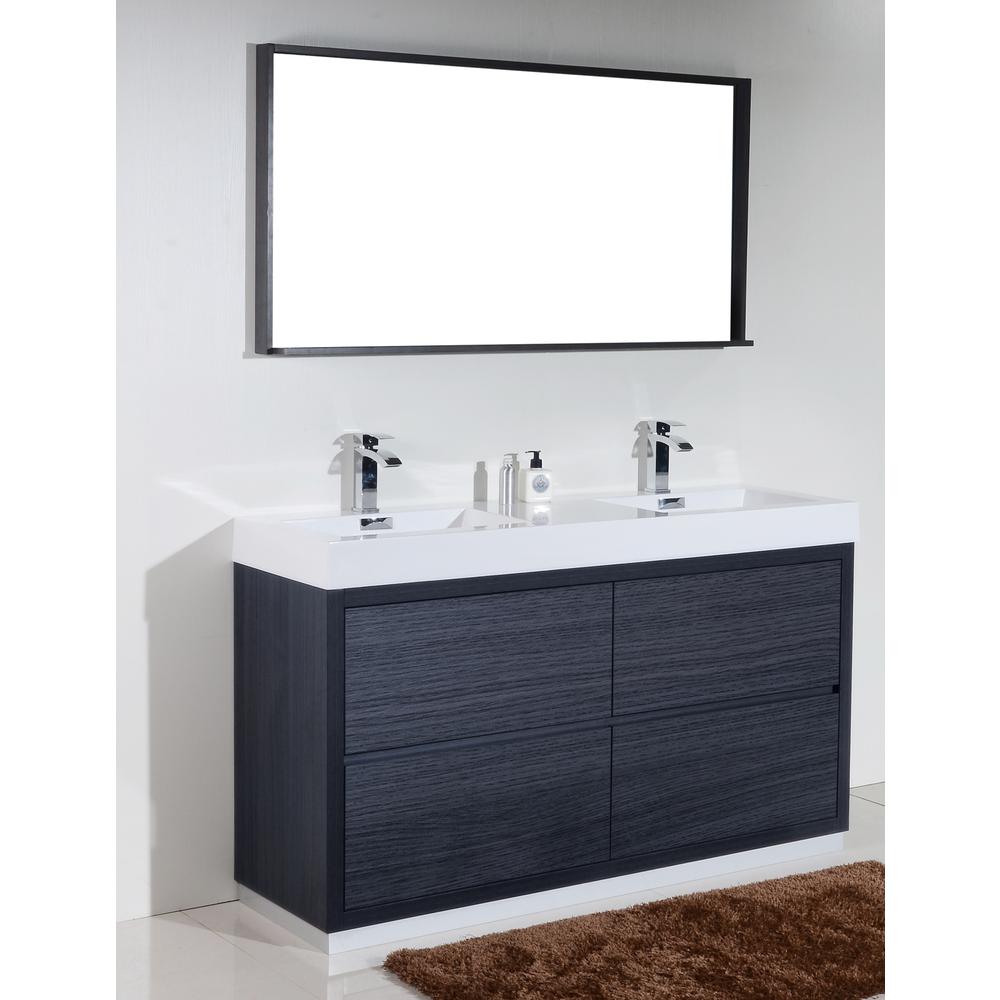 Bliss 60" Double Sink Gray Oak Free Standing Modern Bathroom Vanity. Picture 3