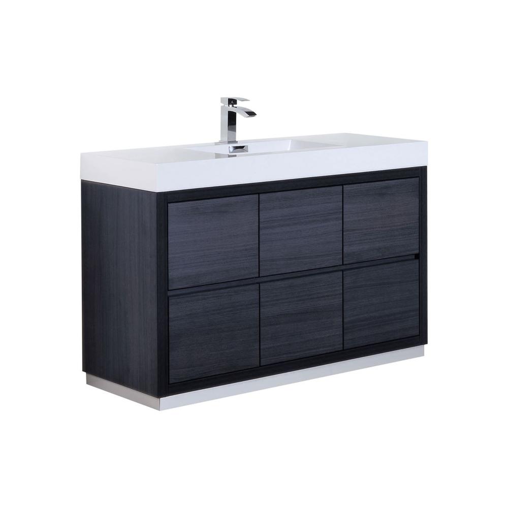 Bliss 60" Single Sink Gray Oak Free Standing Modern Bathroom Vanity. Picture 1