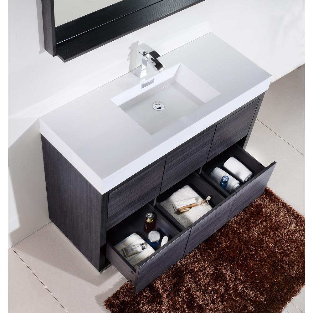 Bliss 60" Single Sink Gray Oak Free Standing Modern Bathroom Vanity. Picture 6