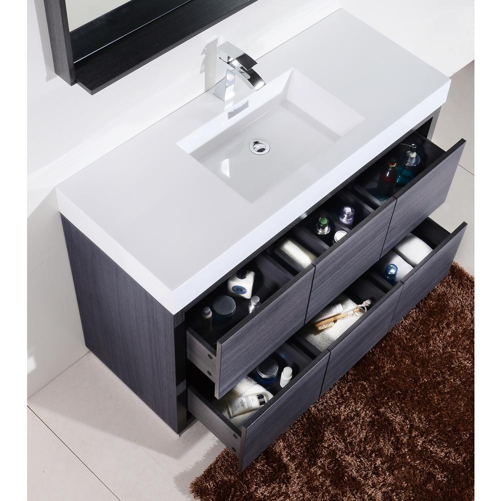 Bliss 60" Single Sink Gray Oak Free Standing Modern Bathroom Vanity. Picture 7