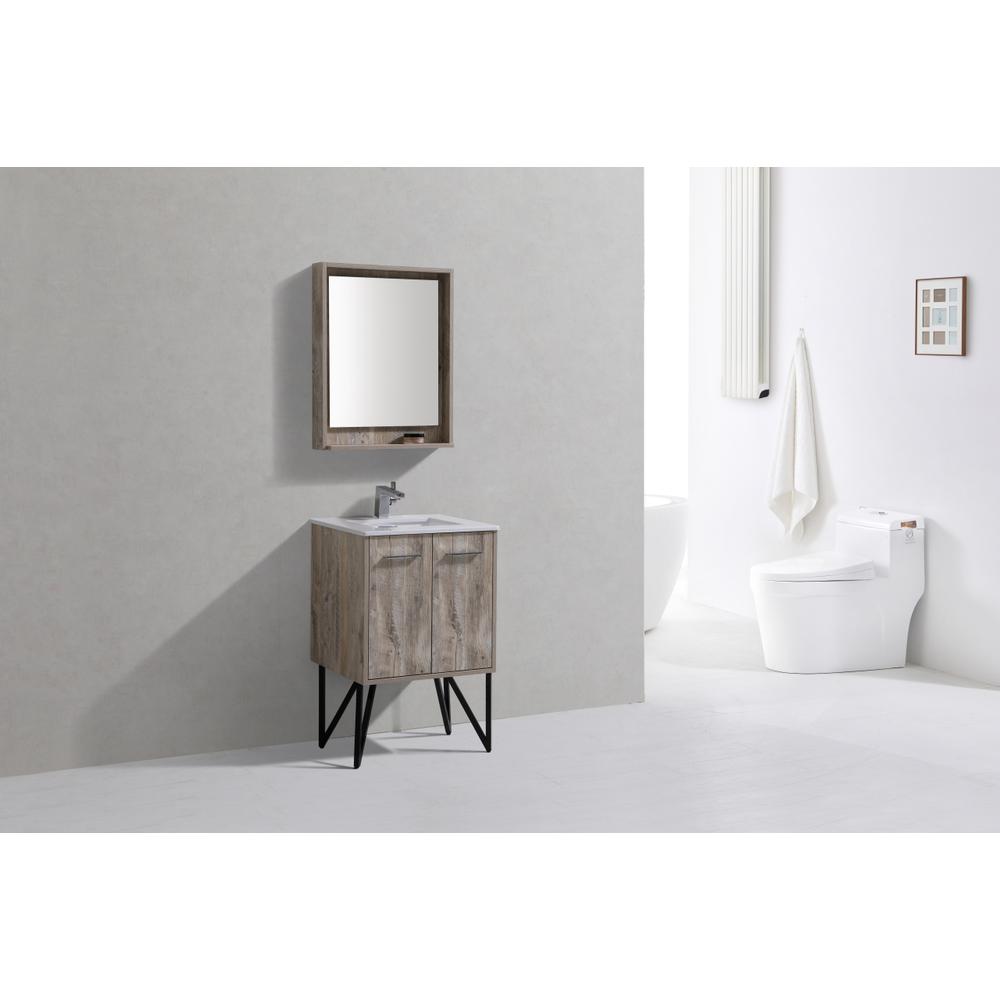 Bosco 24" Modern Bathroom Vanity w/ Quartz Countertop and Matching Mirror. Picture 2