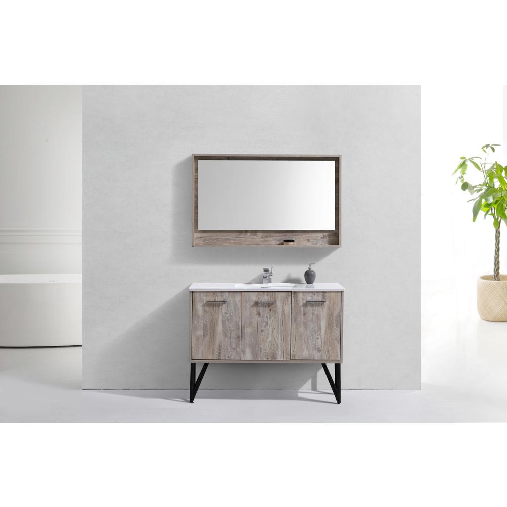 Bosco 48" Modern Bathroom Vanity w/ Quartz Countertop and Matching Mirror. Picture 2