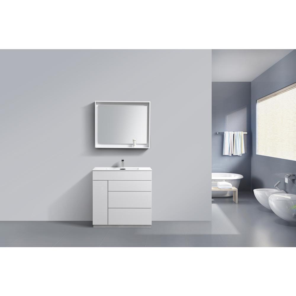 Milano 36" High Glossy White  Modern Bathroom Vanity. Picture 2