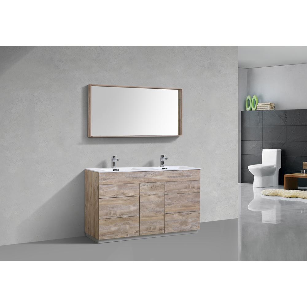 Milano 60"Double Sink Nature Wood Modern Bathroom Vanity. Picture 2