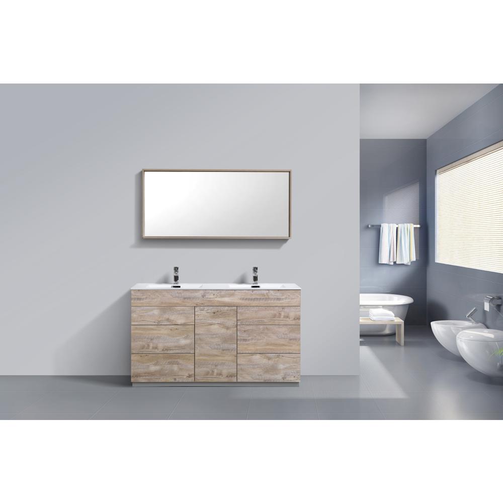 Milano 60"Double Sink Nature Wood Modern Bathroom Vanity. Picture 3