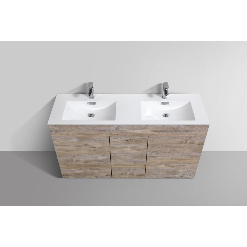 Milano 60"Double Sink Nature Wood Modern Bathroom Vanity. Picture 4