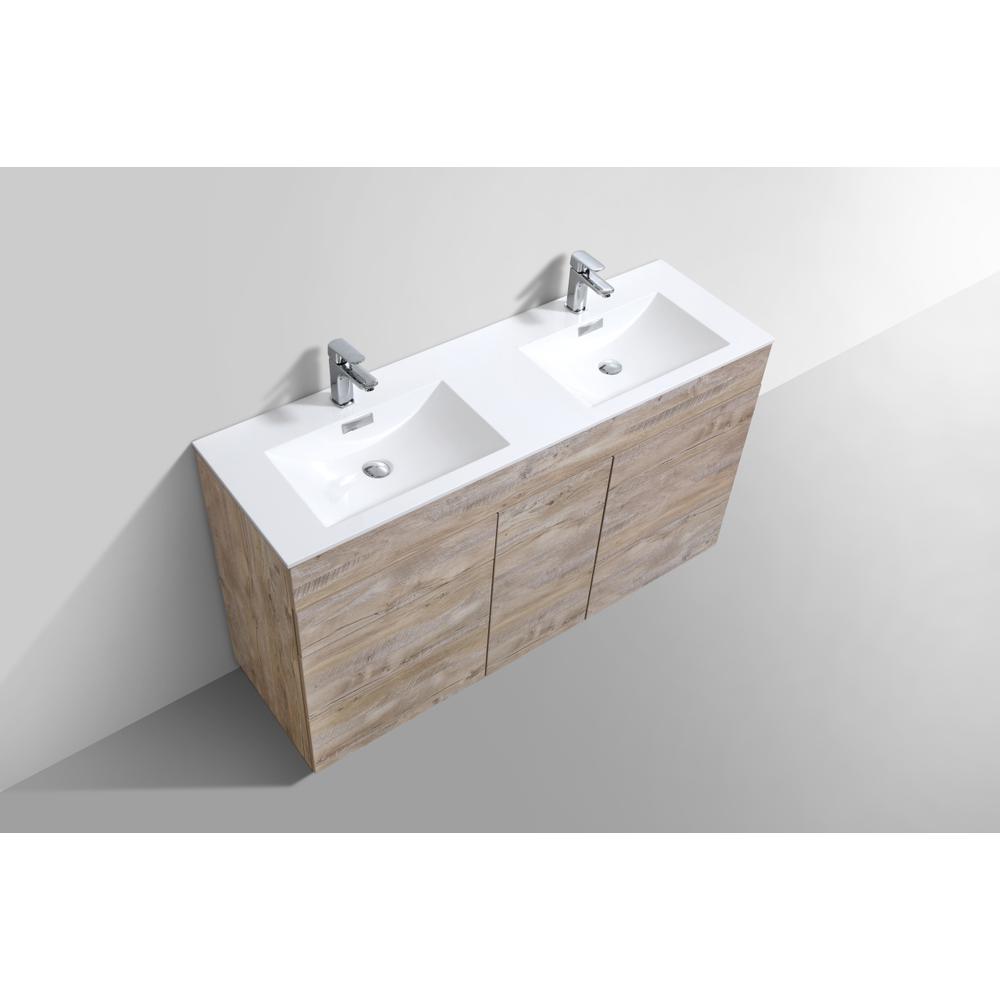 Milano 60"Double Sink Nature Wood Modern Bathroom Vanity. Picture 5