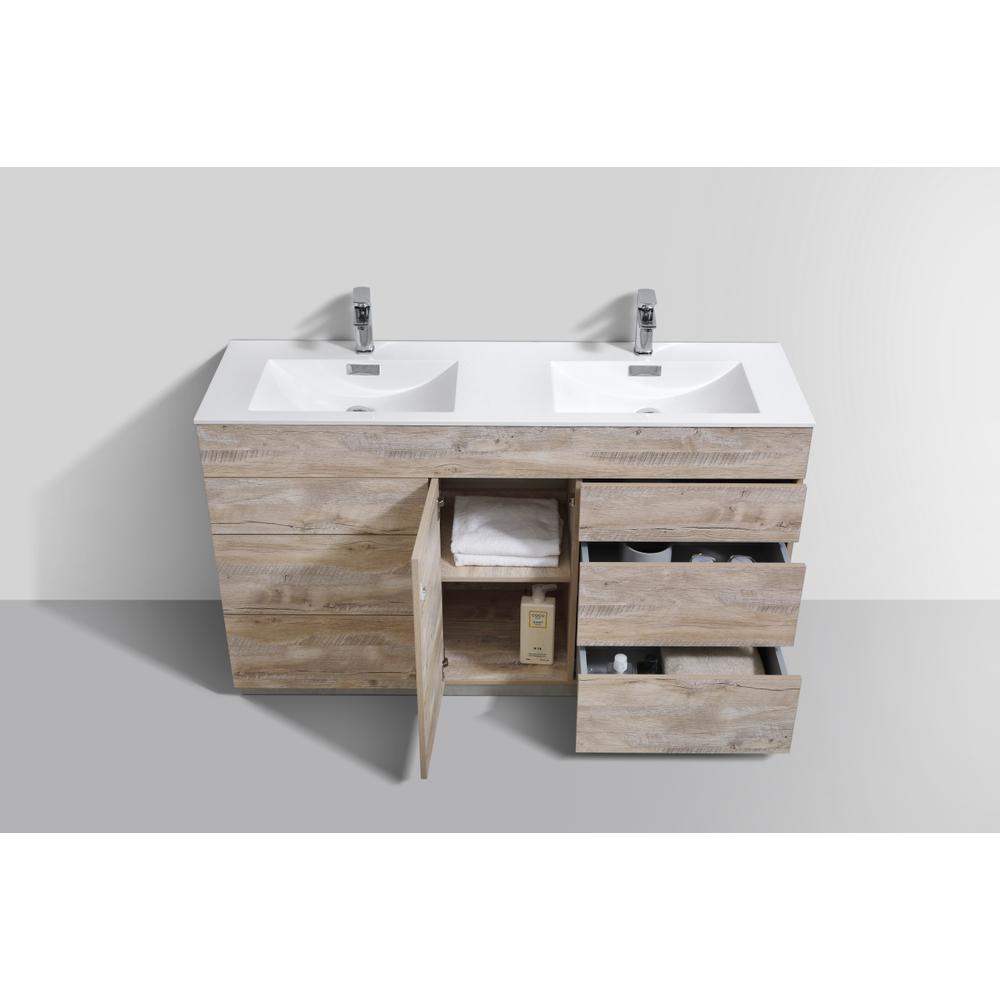 Milano 60"Double Sink Nature Wood Modern Bathroom Vanity. Picture 6