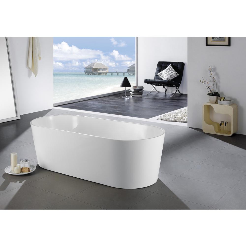 Kube Ovale 59'' White Free Standing Bathtub. Picture 2