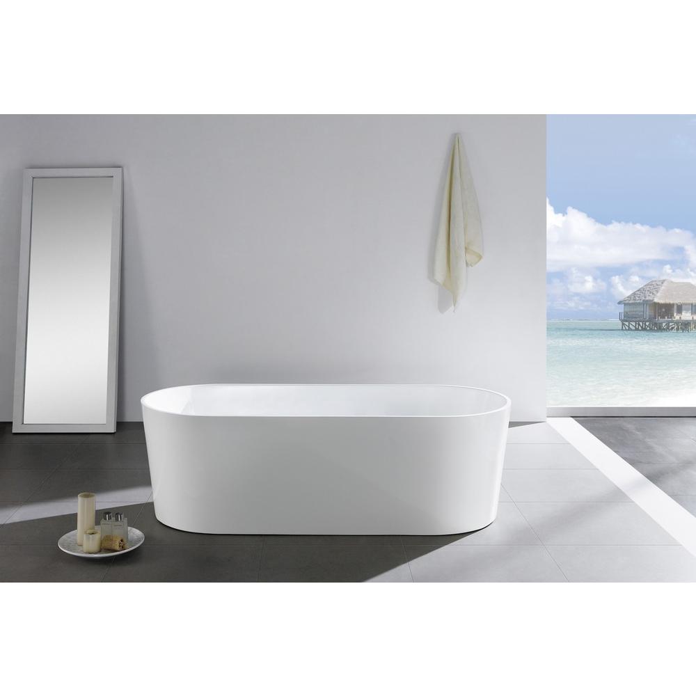 Kube Ovale 59'' White Free Standing Bathtub. Picture 3