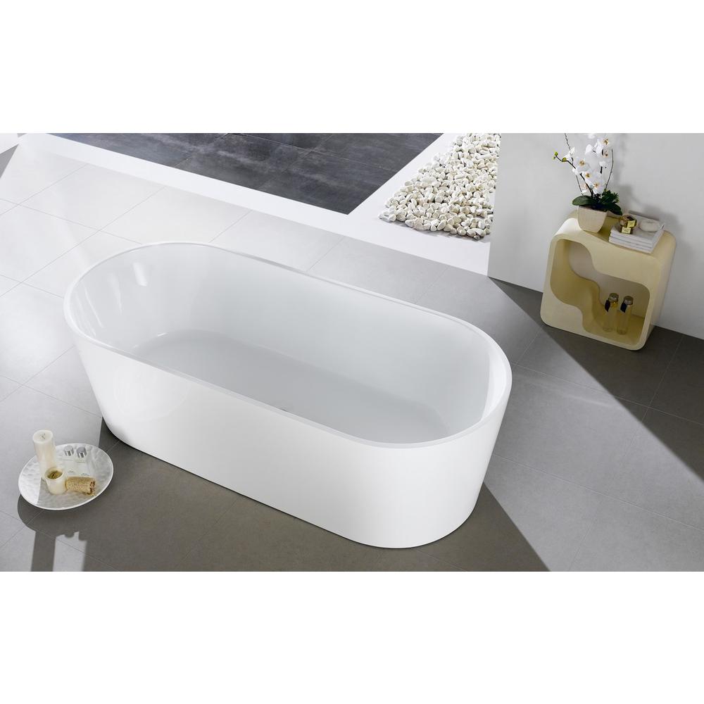 Kube Ovale 59'' White Free Standing Bathtub. Picture 4