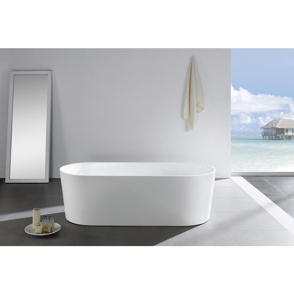 Kube Ovale 59'' White Free Standing Bathtub. Picture 6