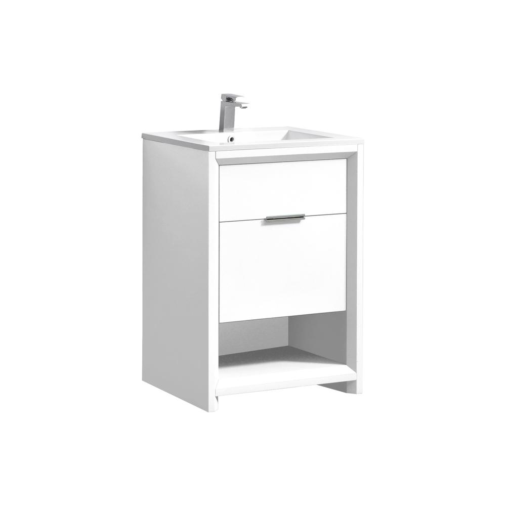 NUDO 24″ Modern bathroom Vanity in Gloss White Finish. Picture 1