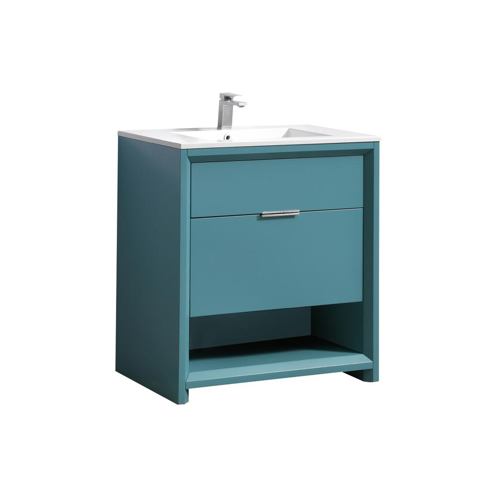 NUDO 32″ Modern bathroom Vanity in Teal Green Finish. Picture 1