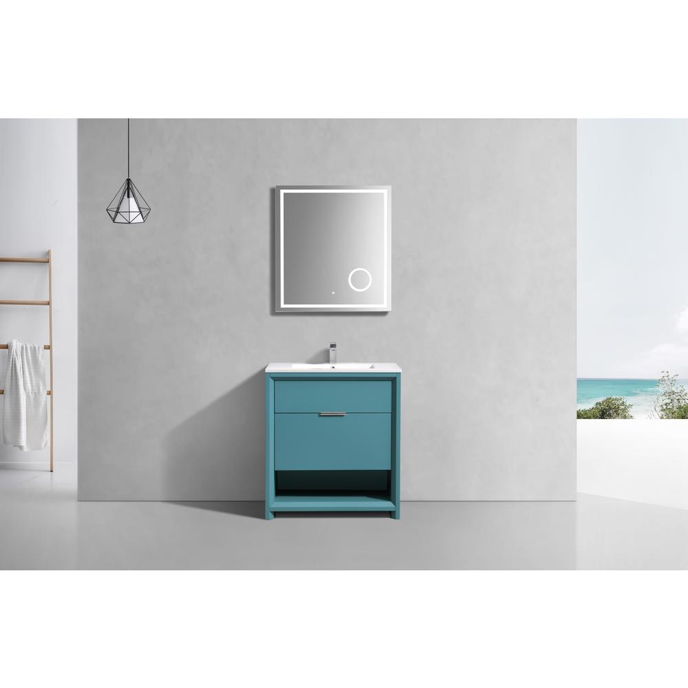 NUDO 32″ Modern bathroom Vanity in Teal Green Finish. Picture 3