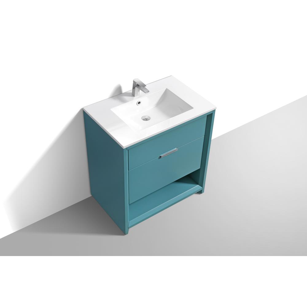 NUDO 32″ Modern bathroom Vanity in Teal Green Finish. Picture 4