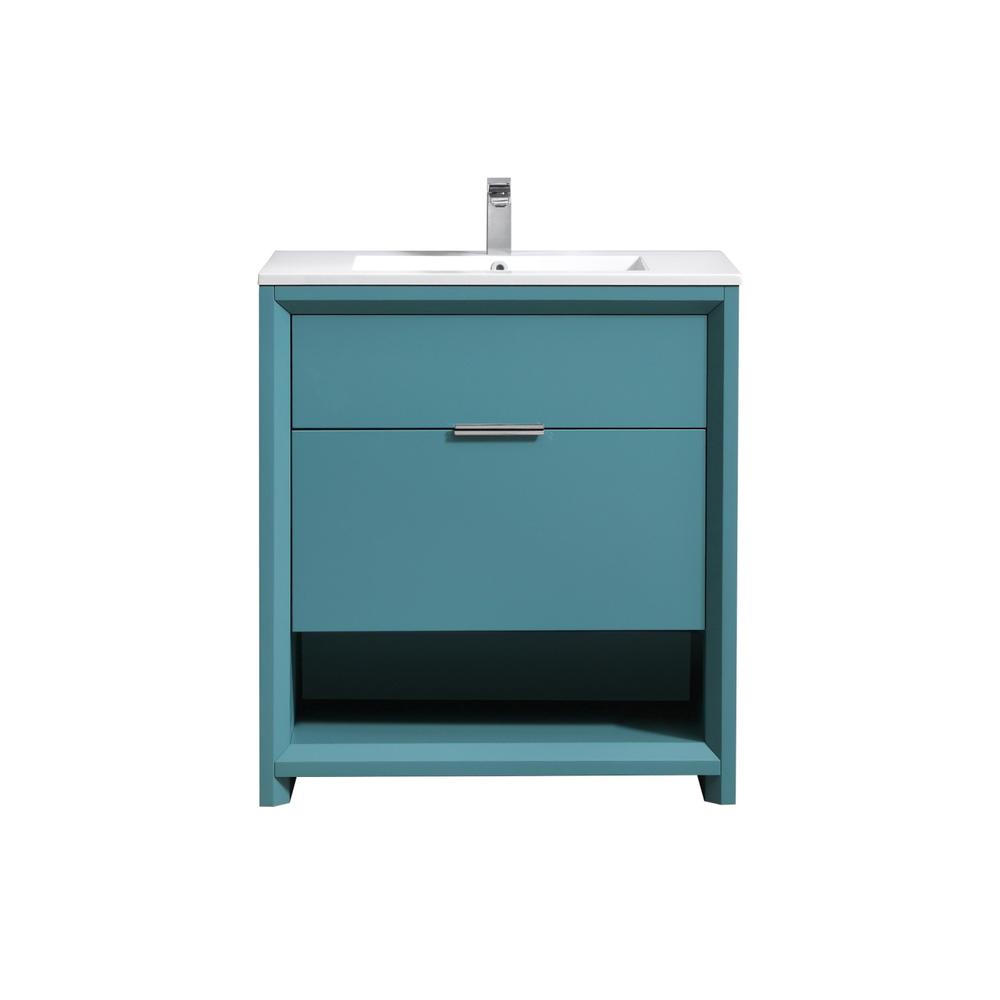 NUDO 32″ Modern bathroom Vanity in Teal Green Finish. Picture 6