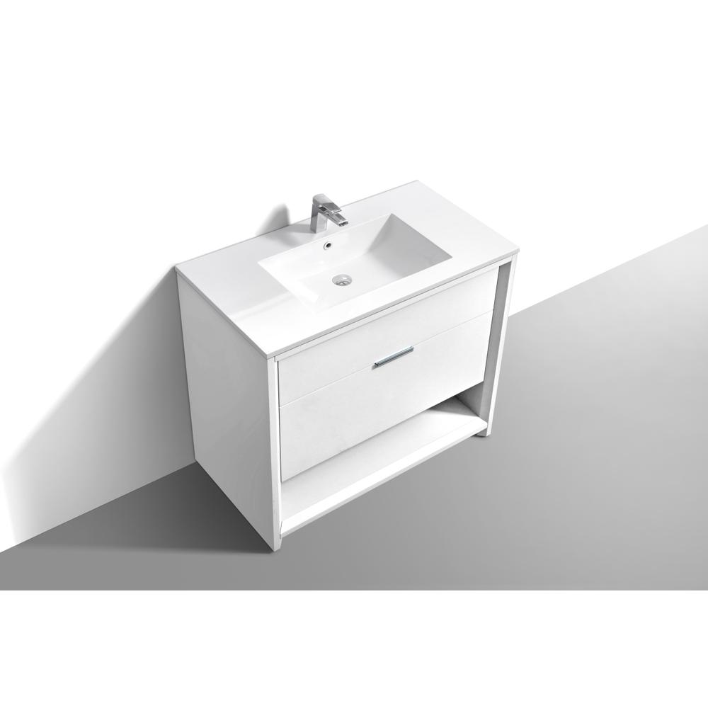 NUDO 36″ Modern bathroom Vanity in Gloss White Finish. Picture 4