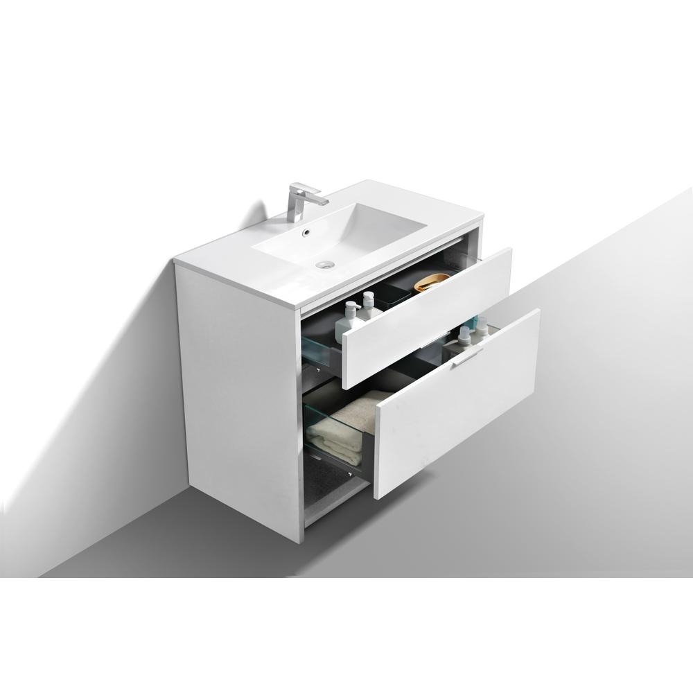 NUDO 36″ Modern bathroom Vanity in Gloss White Finish. Picture 5