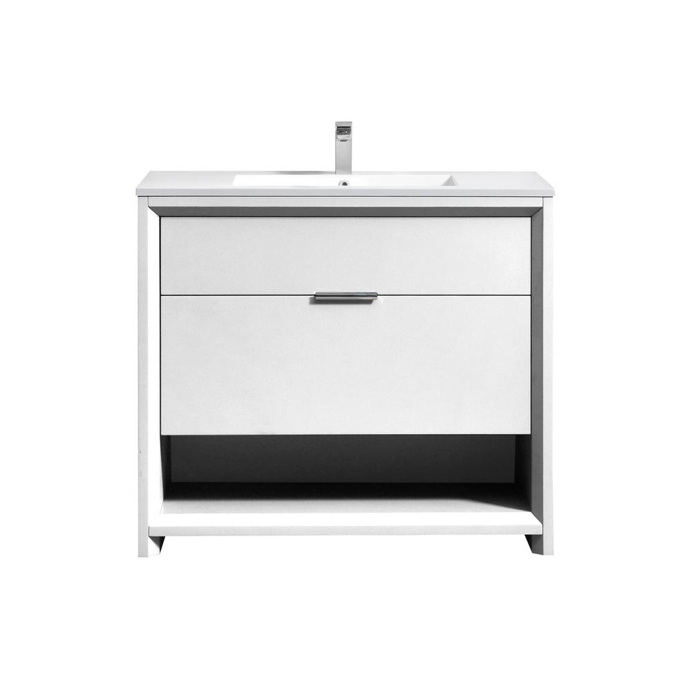 NUDO 36″ Modern bathroom Vanity in Gloss White Finish. Picture 6