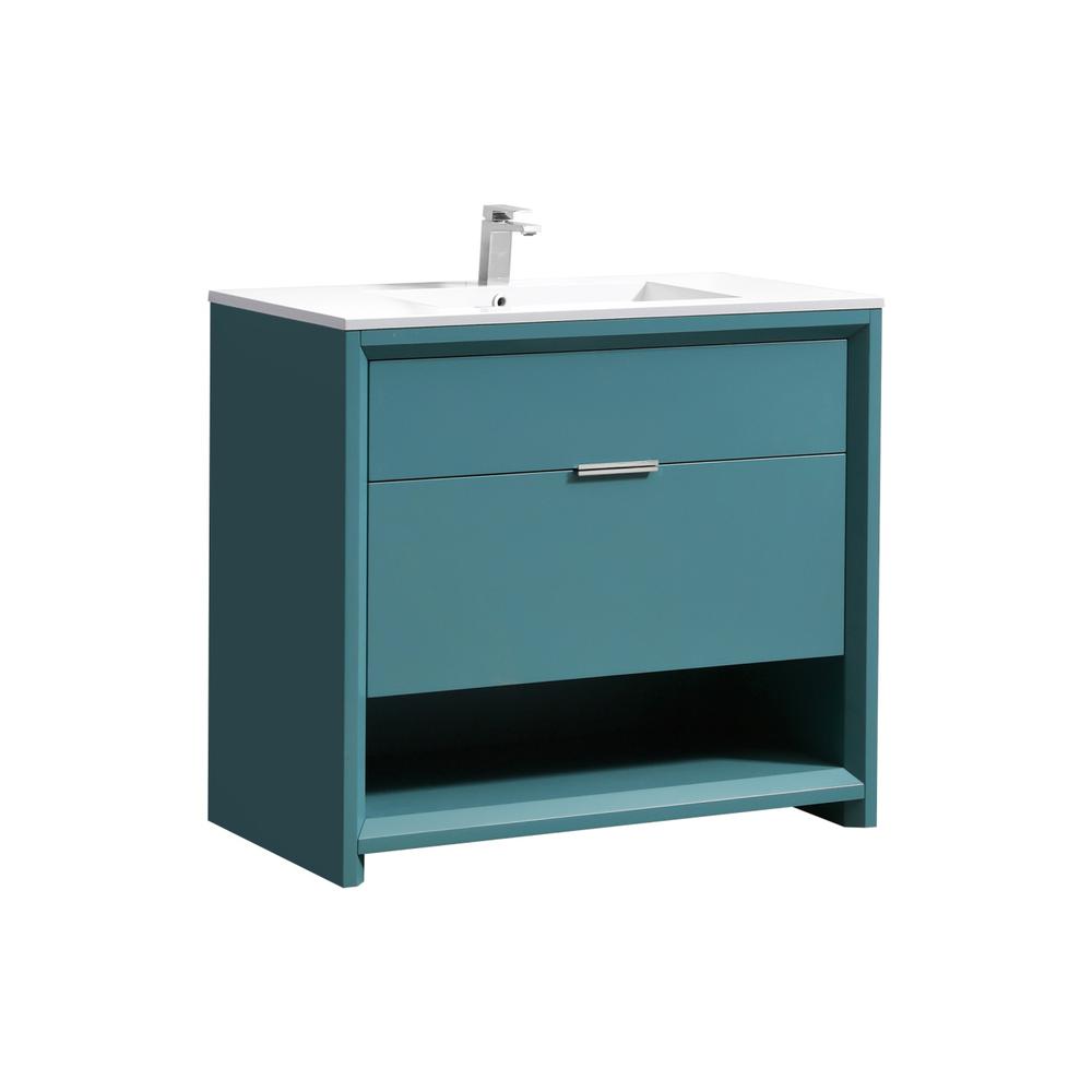 NUDO 36″ Modern bathroom Vanity in Teal Green Finish. Picture 1