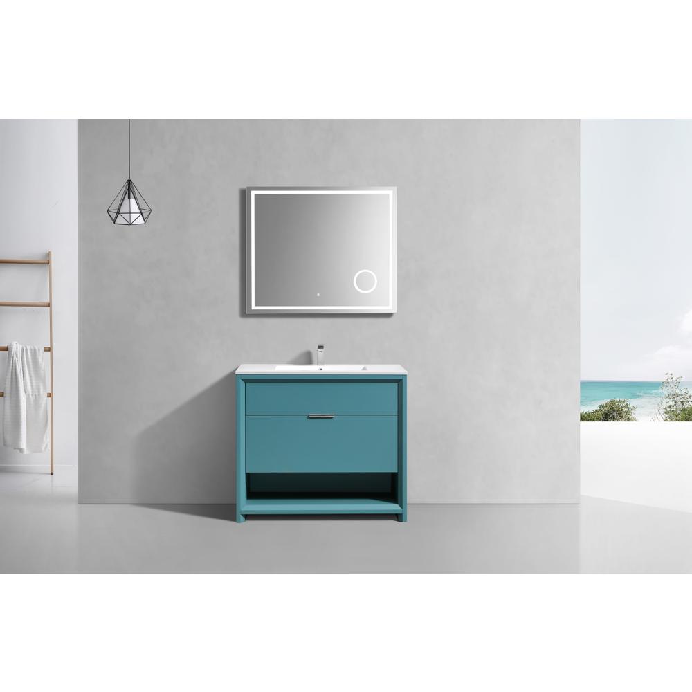 NUDO 36″ Modern bathroom Vanity in Teal Green Finish. Picture 3