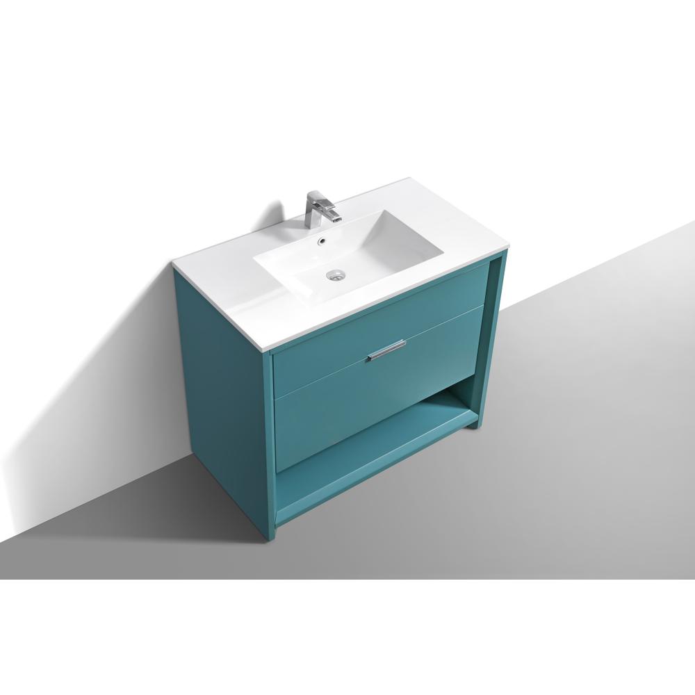 NUDO 36″ Modern bathroom Vanity in Teal Green Finish. Picture 4