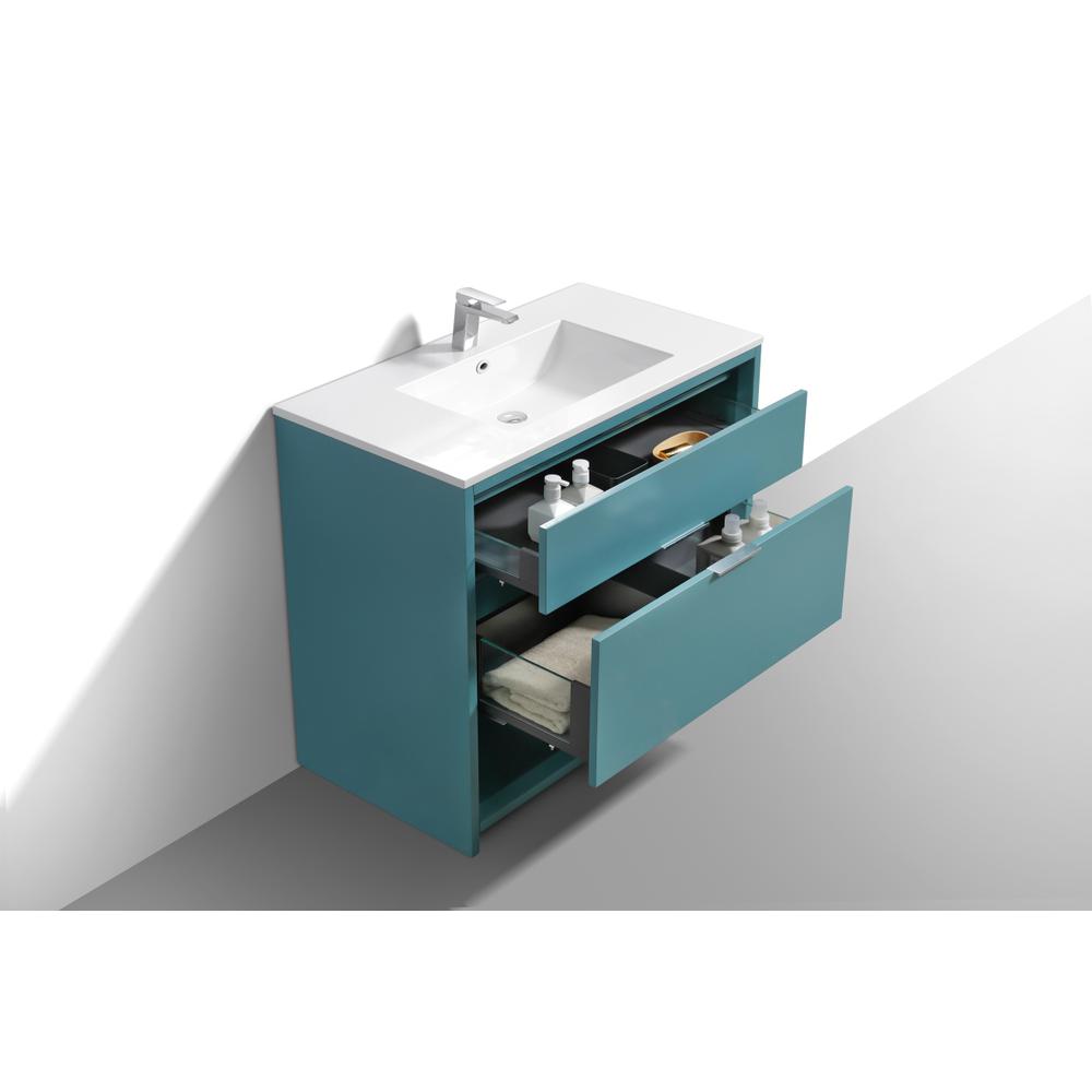 NUDO 36″ Modern bathroom Vanity in Teal Green Finish. Picture 5