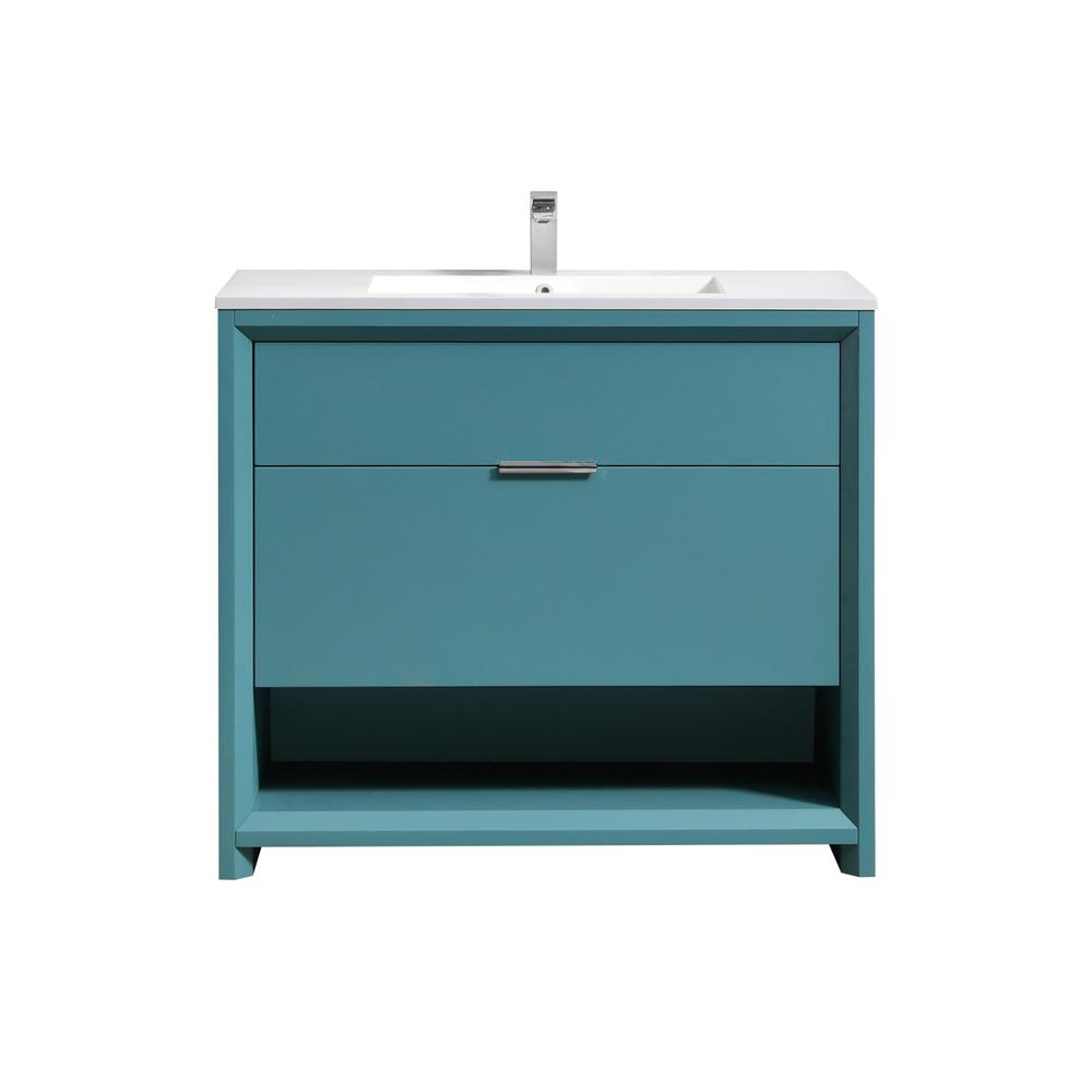 NUDO 36″ Modern bathroom Vanity in Teal Green Finish. Picture 6