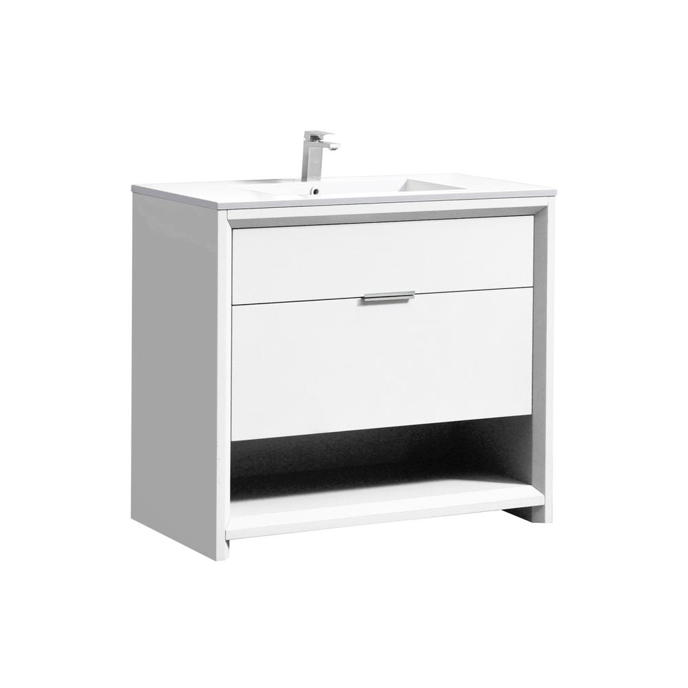 NUDO 40″ Modern bathroom Vanity in Gloss White Finish. Picture 1