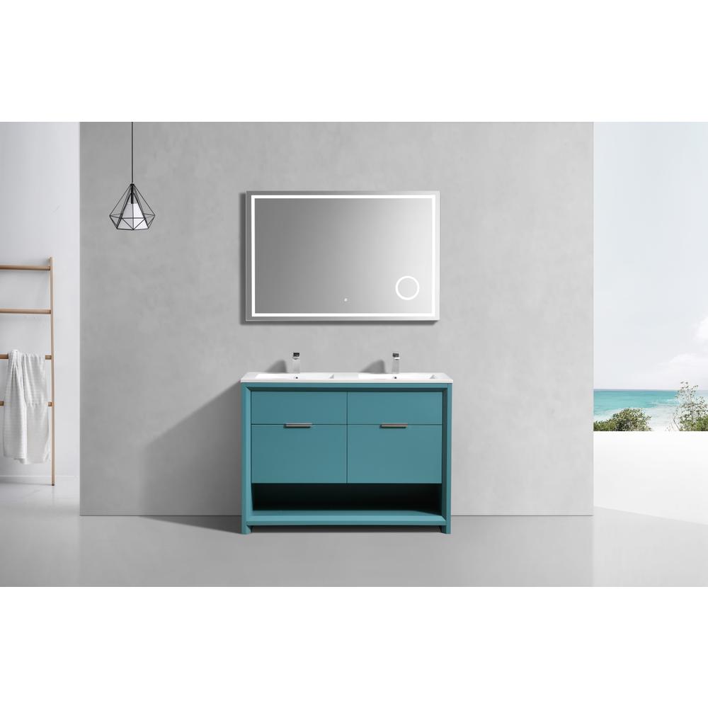 NUDO 48″ Double Sink Modern bathroom Vanity in Teal Green Finish. Picture 2