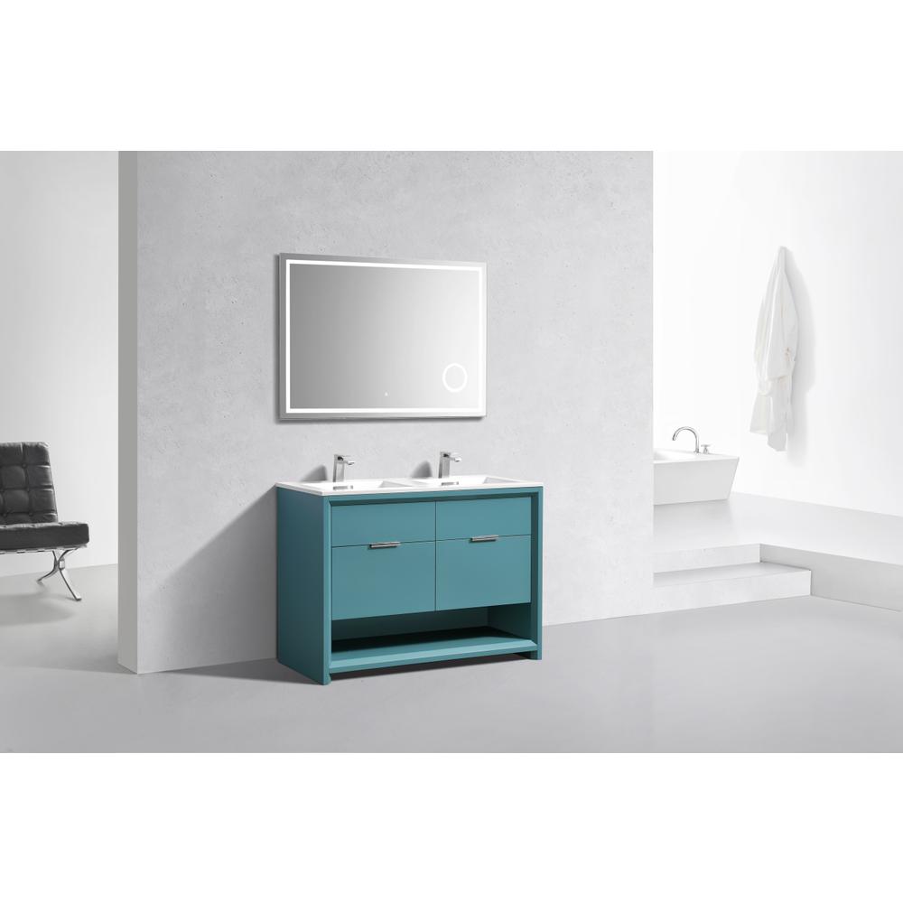 NUDO 48″ Double Sink Modern bathroom Vanity in Teal Green Finish. Picture 3