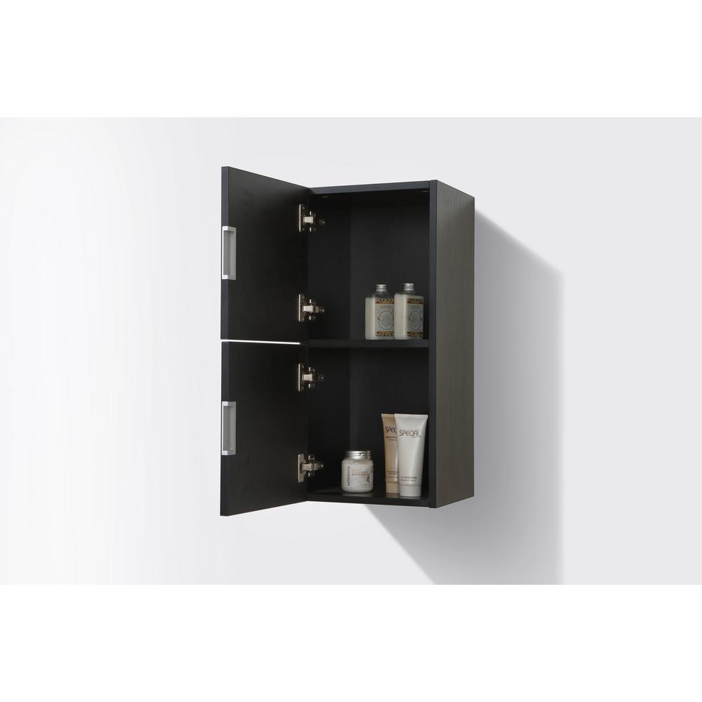 12" Wide by 24" High Linen Side Cabinet With Two Doors in Black Wood Finish. Picture 4