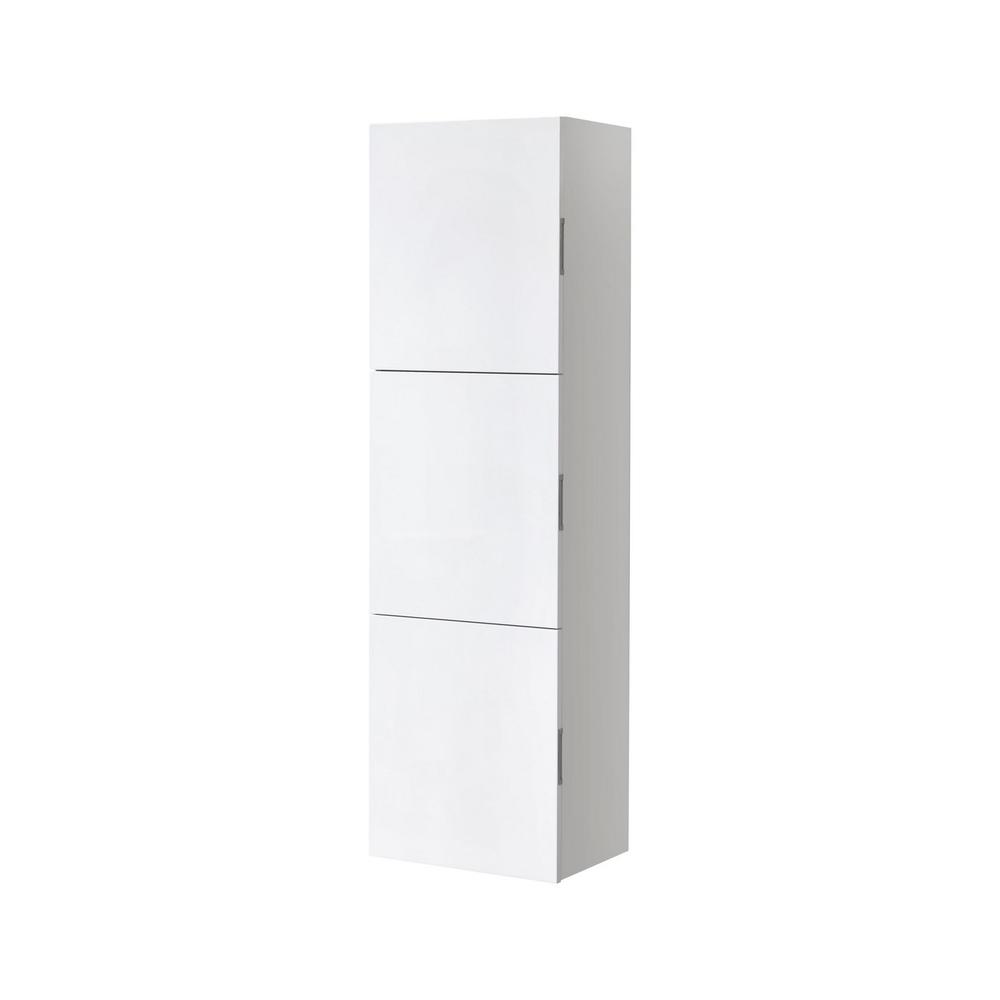 18" Wide by 59" High Linen Side Cabinet With Three Doors in Gloss White Finish. Picture 1