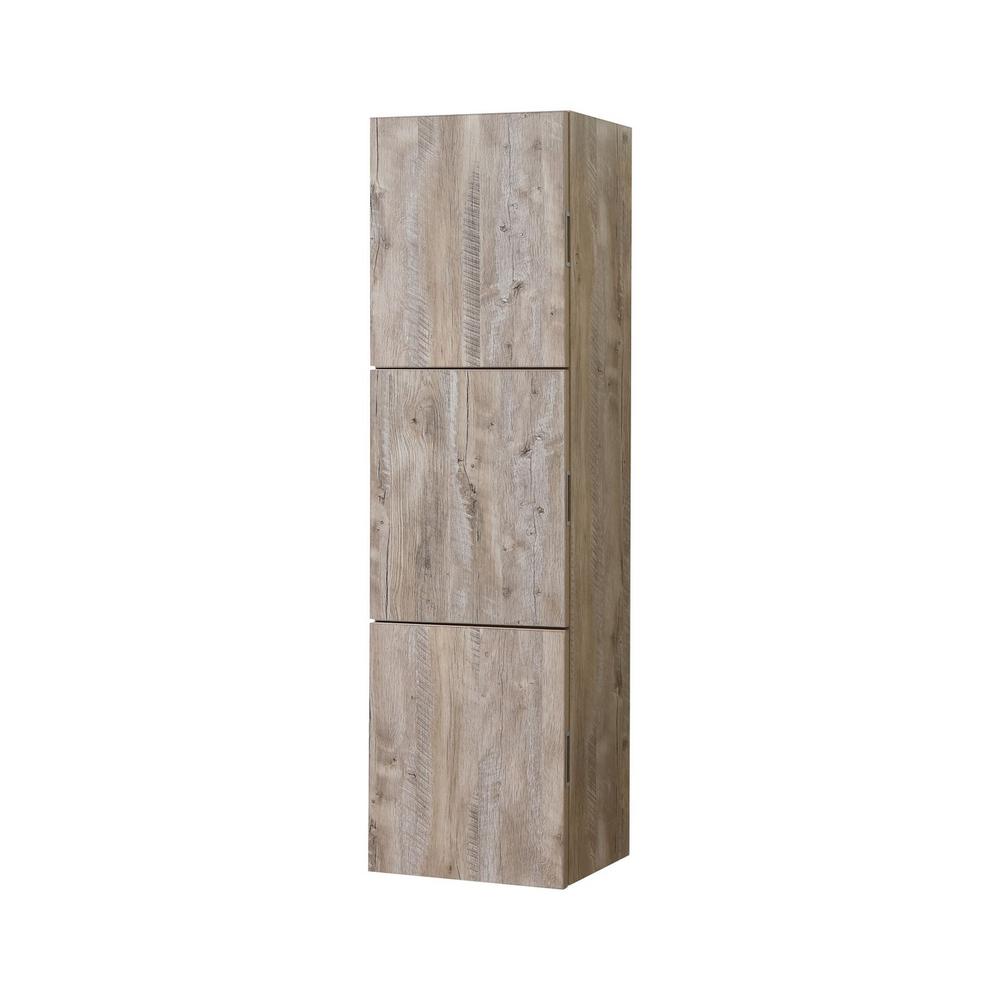 18" Wide by 59" High Linen Side Cabinet With Three Doors in Nature Wood Finish. Picture 1